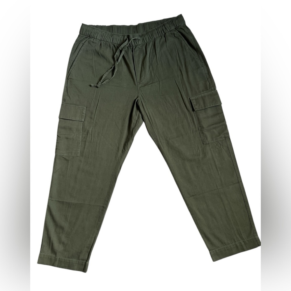 GAP Women’s Olive Green Cargo Easy Pants Wide Leg Sz Large Cropped